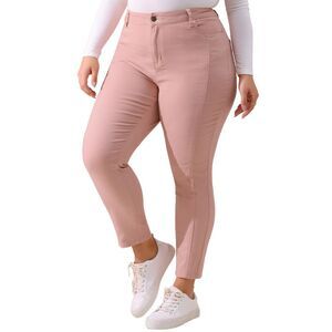 Plus Size Stretch Mid Rise Washed Skinny Jeans Pink